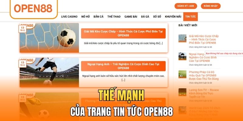 Thế mạnh của trang tin tức OPEN88